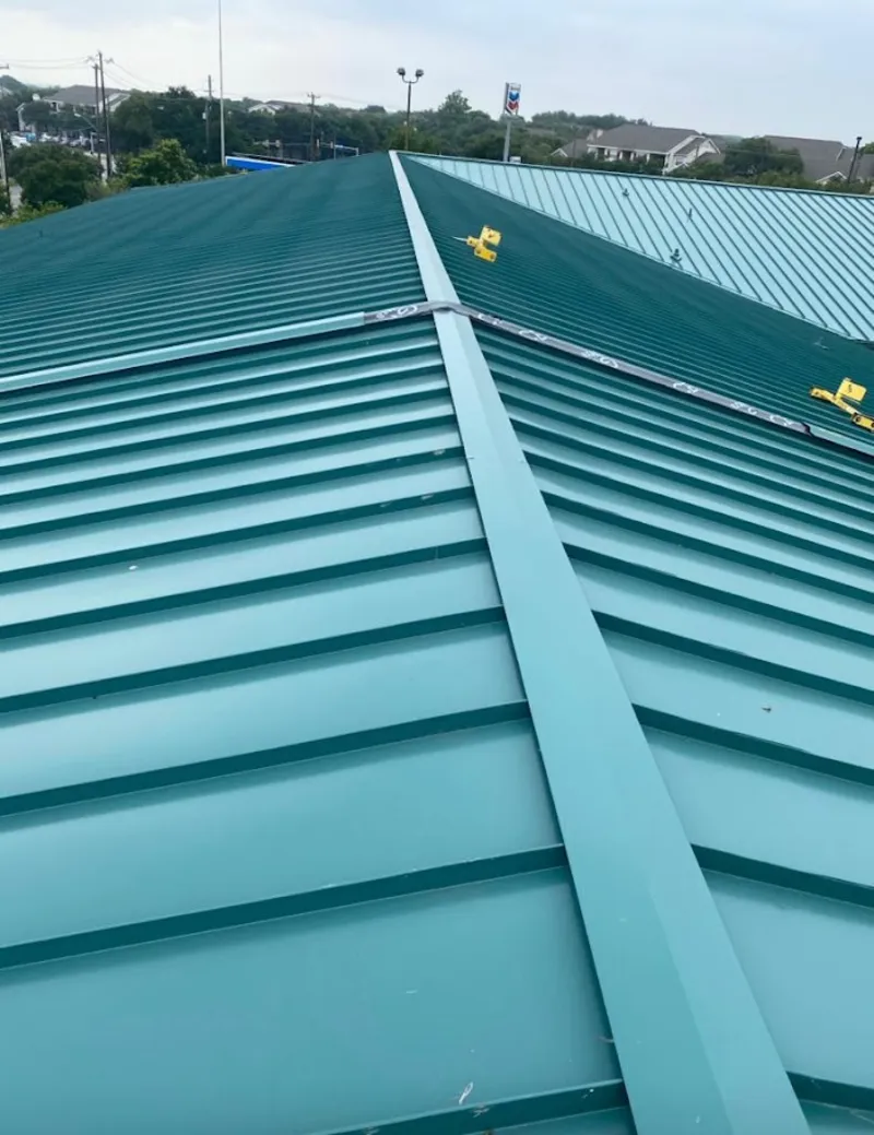 Green commercial metal roof ridge and valley for Metal Roof Repair in Naugatuck